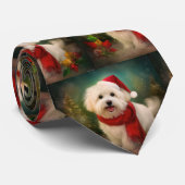 Coton De Tulear-hond in Sneeuw Kerstmis Stropdas (Opgerold)