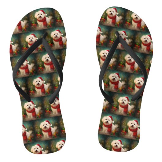 Coton De Tulear-hond in sneeuw Kerstmis Teenslippers (Voetbed)