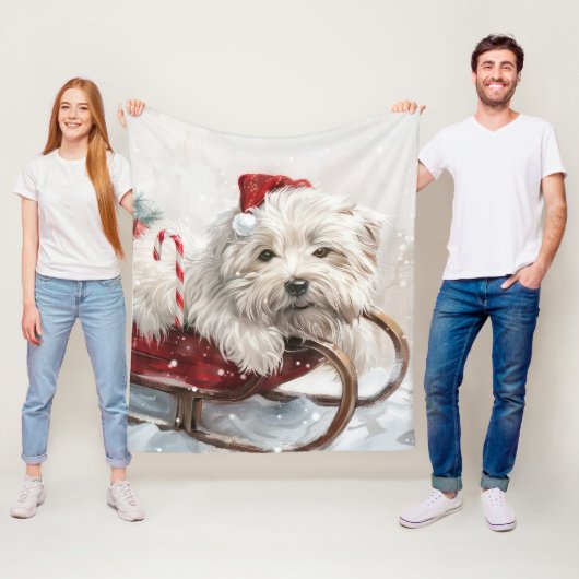 Coton De Tulear Hond Kerst Feestelijk Fleece Deken (In situ)