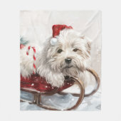 Coton De Tulear Hond Kerst Feestelijk Fleece Deken (Voorkant)