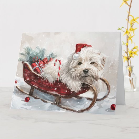 Coton De Tulear Hond Kerst Feestelijk Kaart (Gele Bloem)