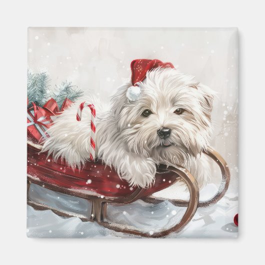 Coton De Tulear Hond Kerst Feestelijk Magneet (Voorkant)