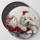 Coton De Tulear Hond Kerst Feestelijk Ronde Button 6,0 Cm (Voorkant /achterkant)