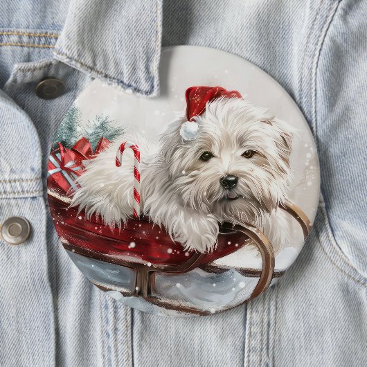 Coton De Tulear Hond Kerst Feestelijk Ronde Button 6,0 Cm (In situ)