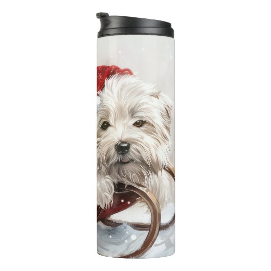Coton De Tulear Hond Kerst Feestelijk Thermosbeker (Geroteerd rechts)