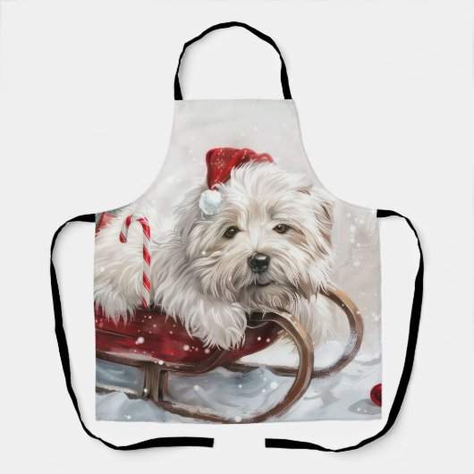 Coton De Tulear hond Kerstmis Festief Schort (Voorkant)