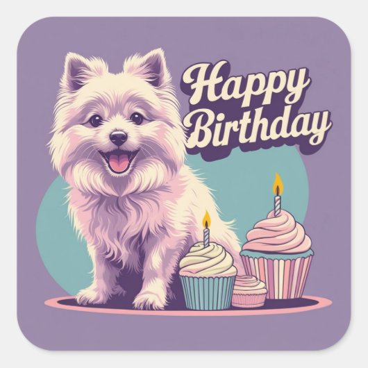 Coton De Tulear Hond Kleurrijk Vierkante Sticker (Voorkant)