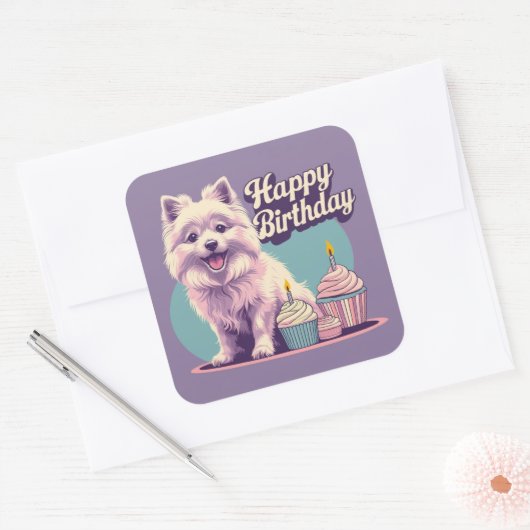 Coton De Tulear Hond Kleurrijk Vierkante Sticker (Envelop)