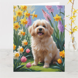 Coton De Tulear-hond lente bloemen schilderij Kaart
