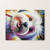 Coton De Tulear Hond Portret Acryl Art Print Hond Legpuzzel (Horizontaal)