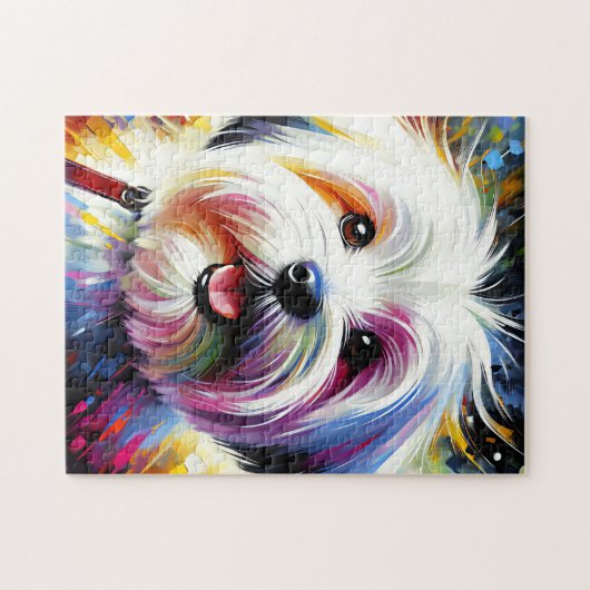 Coton De Tulear Hond Portret Acryl Art Print Hond Legpuzzel (Horizontaal)