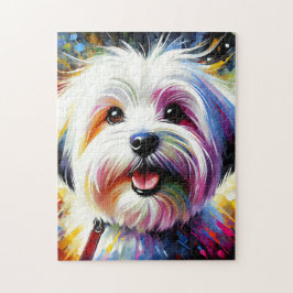 Coton De Tulear Hond Portret Acryl Kunstprint Hond Legpuzzel