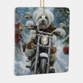 Coton De Tulear Hond Rijden Motorfiets Kerstmis Keramisch Ornament (Rechts)