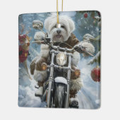 Coton De Tulear Hond Rijden Motorfiets Kerstmis Keramisch Ornament (Links)