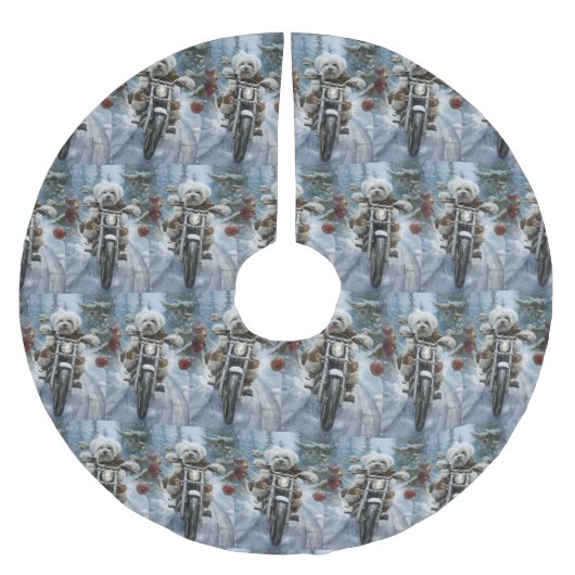 Coton De Tulear Hond Rijden Motorfiets Kerstmis Kerstboom Rok (Voorkant)