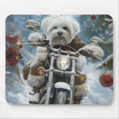 Coton De Tulear Hond Rijden Motorfiets Kerstmis Muismat (Voorkant)