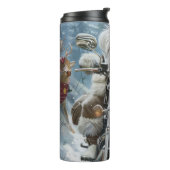 Coton De Tulear Hond Rijden Motorfiets Kerstmis Thermosbeker (Gedraaid links)