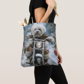 Coton De Tulear Hond Rijden Motorfiets Kerstmis Tote Bag (Dichtbij)