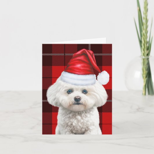 Coton de Tulear Hond Rood Vakantie Geplaagd Kerstm Feestdagen Kaart (Voorkant)