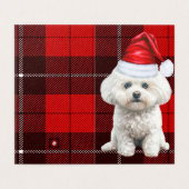 Coton de Tulear Hond Rood Vakantie Kerstmis Plaid Kaart (Buitenkant ongevouwen)