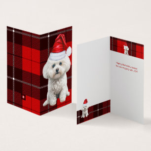 Coton de Tulear Hond Rood Vakantie Kerstmis Plaid Kaart