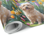 Coton De Tulear Hond Spring Bloemen Schilderen Cadeaupapier (Rol Hoek)