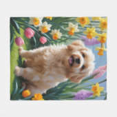 Coton De Tulear Hond Spring Bloemen Schilderen Fleece Deken (Voorkant (Horizontaal))