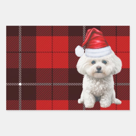Coton de Tulear Hond Vakantie Red Plaid Kerstmis Inpakpapier Vel (Voorkant)