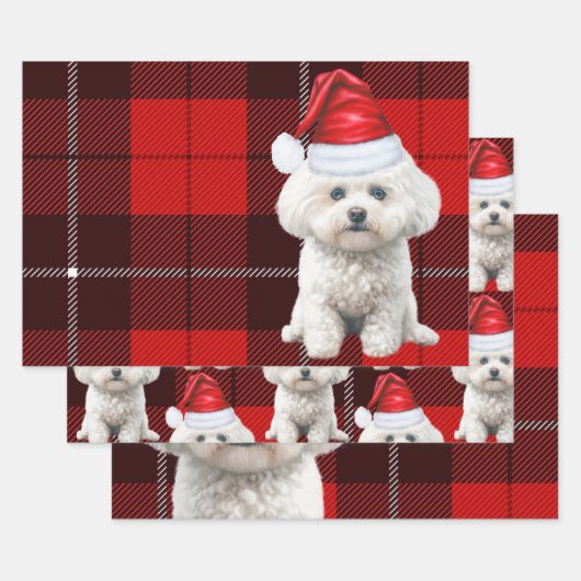 Coton de Tulear Hond Vakantie Red Plaid Kerstmis Inpakpapier Vel (Set)