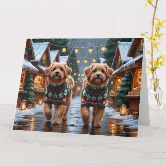 Coton De Tulear Honden Kerstmis Sneeuw Vakantie Kaart (Gele Bloem)