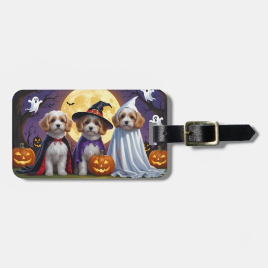 Coton De Tulear Honden Pompoen Halloween Grappig Bagagelabel (Voorkant horizontaal)