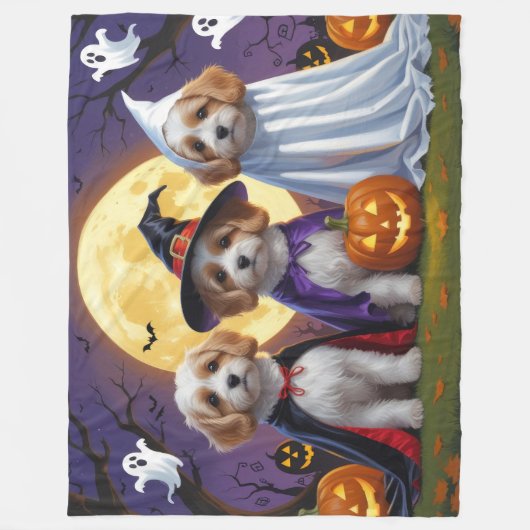 Coton De Tulear Honden Pompoen Halloween Grappig Fleece Deken (Voorkant)