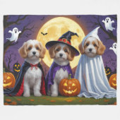 Coton De Tulear Honden Pompoen Halloween Grappig Fleece Deken (Voorkant (Horizontaal))