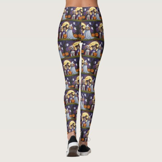 Coton De Tulear Honden Pompoen Halloween Grappig Leggings (Achterkant)