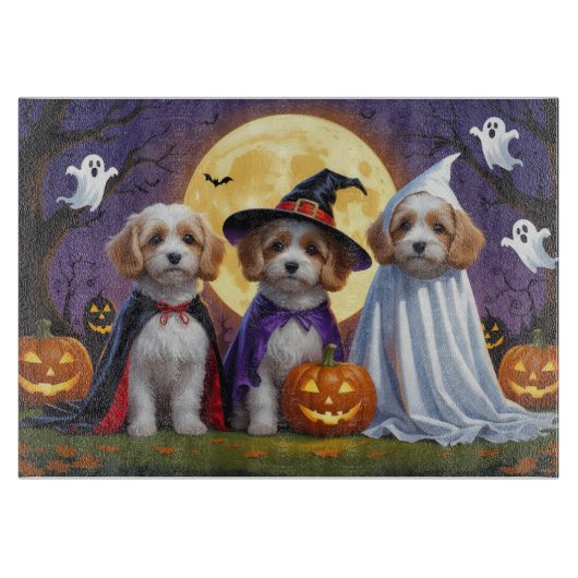 Coton De Tulear Honden Pompoen Halloween Grappig Snijplank (Voorkant)