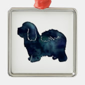 Coton de Tulear Hondenras Black Waterverf Metalen Ornament (Voorkant)