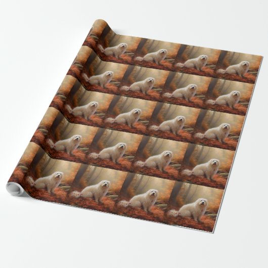 Coton De Tulear in Autumn Leaves Fall Inspire Cadeaupapier (Uitgerold)