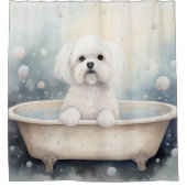 Coton de Tulear in badkuip Waterverf hondenkunst Douchegordijn (Voorkant)