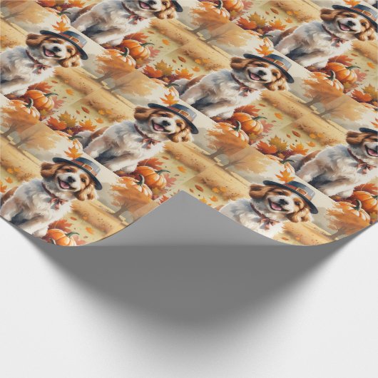 Coton de Tulear in de herfst laat Thanksgiving kun Cadeaupapier (Hoek)