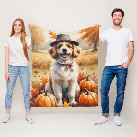 Coton De Tulear In Herfstbladeren Thanksgiving Kun Fleece Deken (In situ)