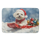 Coton De Tulear in Sledge Laat het Sneeuw Kerstmis Badmat (Voorkant)