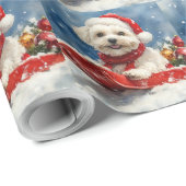 Coton De Tulear in Sledge Laat het Sneeuw Kerstmis Cadeaupapier (Rol Hoek)