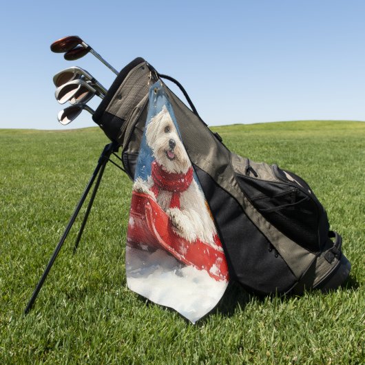 Coton De Tulear in Sledge Laat het Sneeuw Kerstmis Golfhanddoek (Groen)