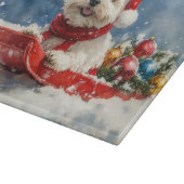 Coton De Tulear in Sledge Laat het Sneeuw Kerstmis Snijplank (Hoek)