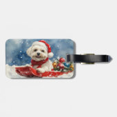 Coton De Tulear in Sledge Laat het Sneeuwen Kerstm Bagagelabel (Achterkant horizontaal)