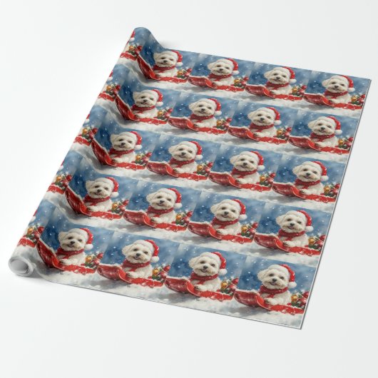 Coton De Tulear in slee Let it Snow Kerstmis Cadeaupapier (Uitgerold)