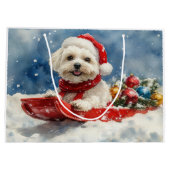 Coton De Tulear in slee Let it Snow Kerstmis Groot Cadeauzakje (Achterkant)