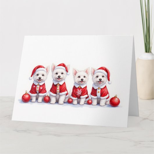 Coton de Tulear Kerstjurk Kerstman Hoed Kaart (Voorkant)