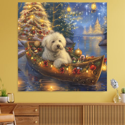 Coton De Tulear Kerstmis Feestelijke Reis Canvas Afdruk (Insitu (Woonkamer))