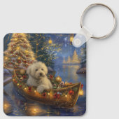 Coton De Tulear Kerstmis Feestelijke Reis Sleutelhanger (Achterkant)